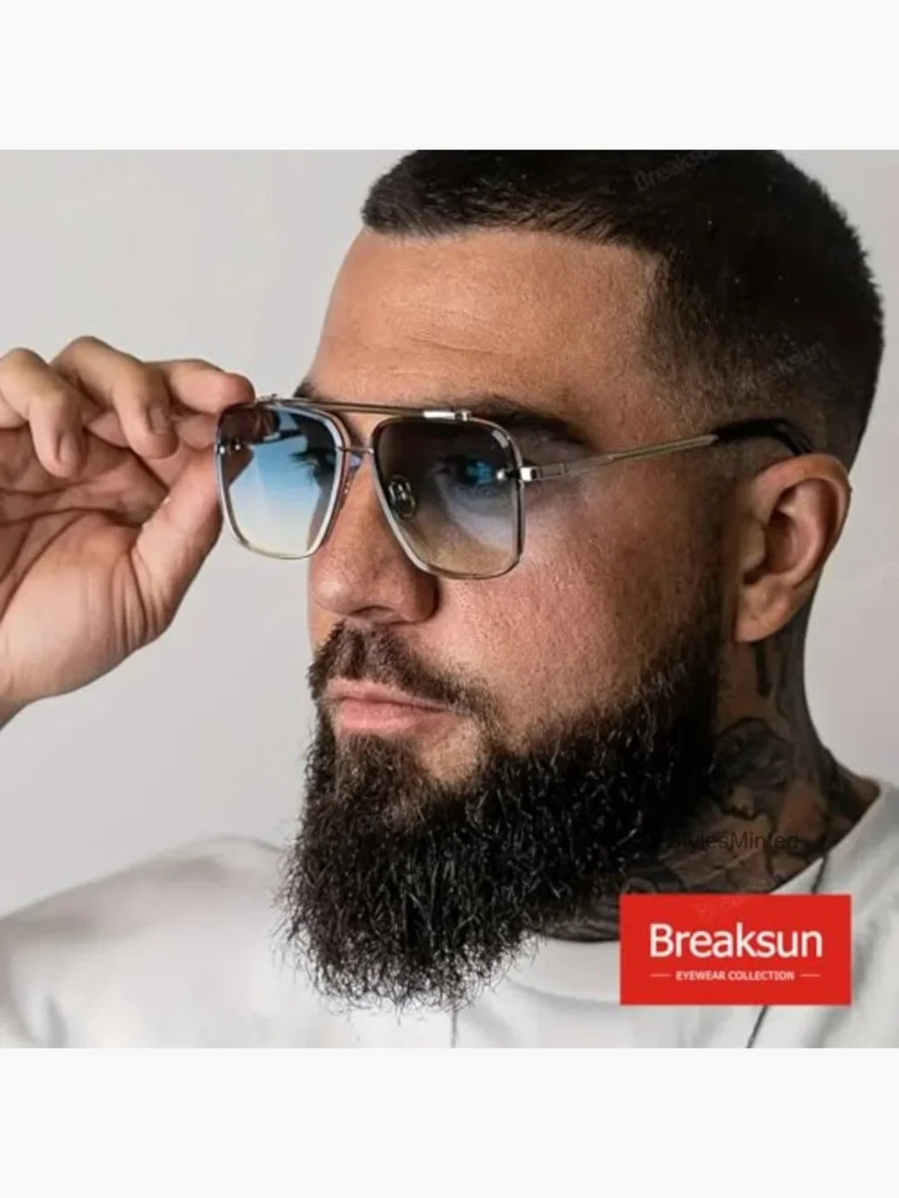 Oversized Square Aviator Sunglasses Metal Frame Tinted Lens Unisex
